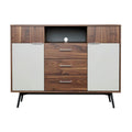 **Buffet en bois avec tiroirs et portes en verre**