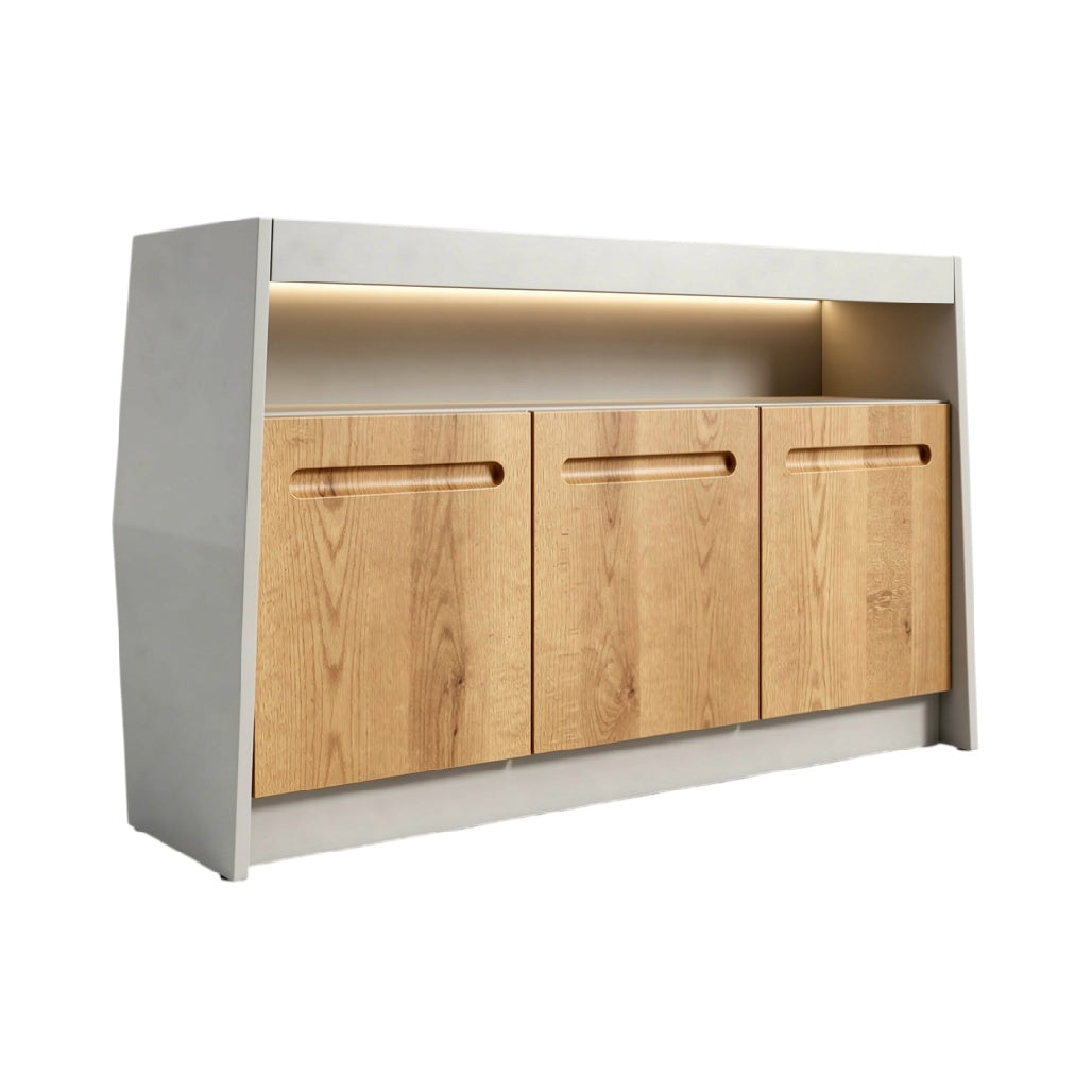 **Buffet contemporain en bois et MDF avec éclairage intégré**