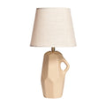 **Lampe de table en céramique à abat-jour en lin - Design géométrique**