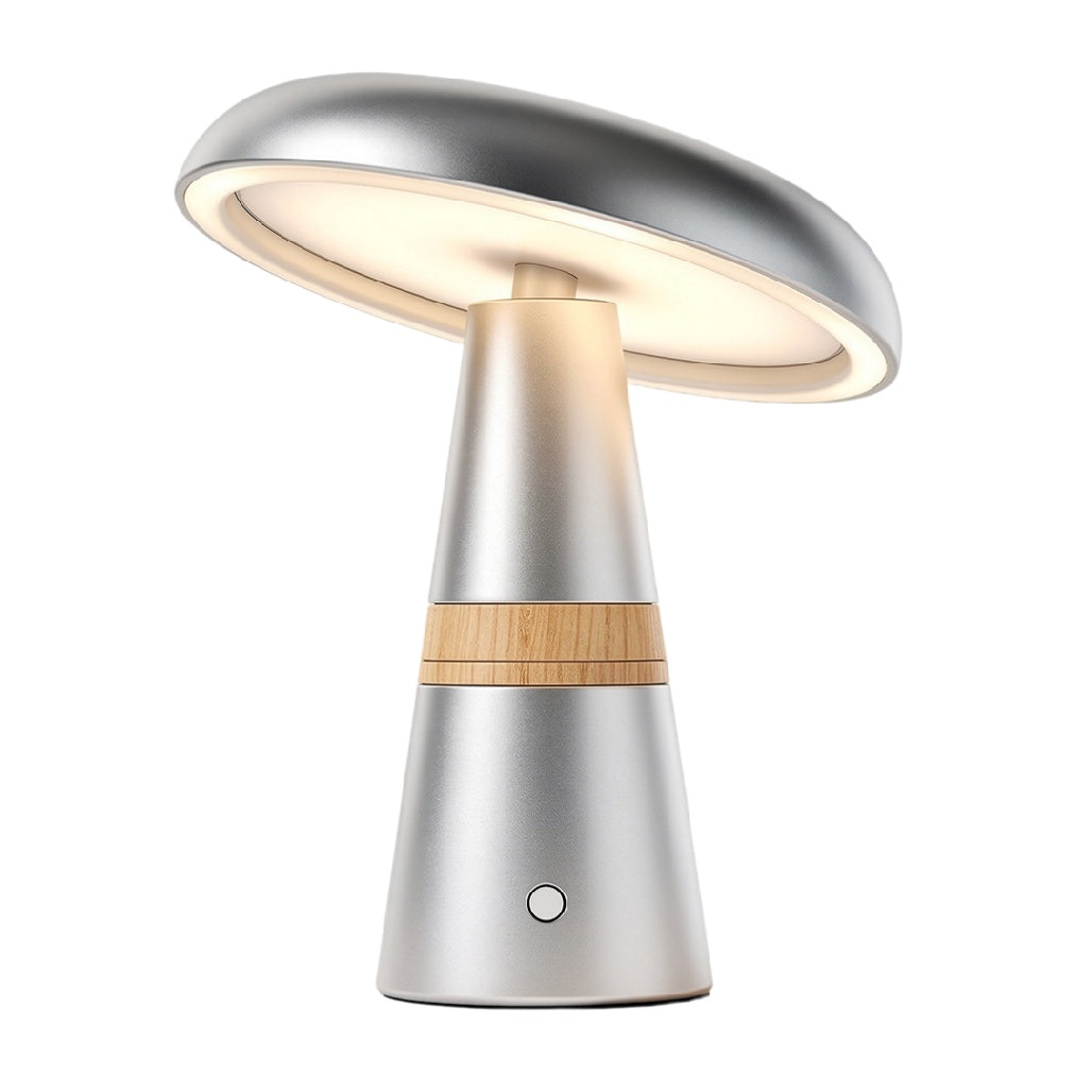 **Lampe de table LED avec base en bambou et diffuseur en aluminium**