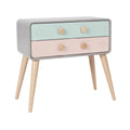 **Table de chevet moderne avec tiroirs colorés en bois**